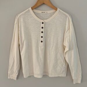 Marine Layer Women’s Carter Slub Henley Long Sleeve Top Size Medium Cream